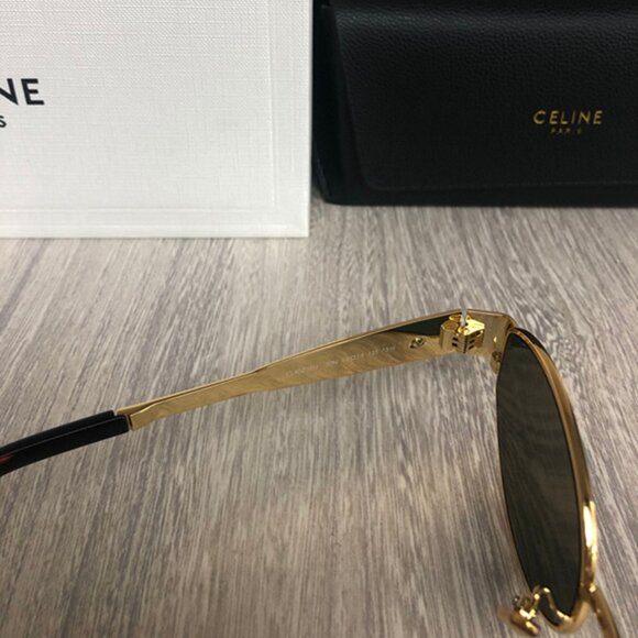 Celine Triomphe Gold Metal Sunglasses with Green Lenses main image 6